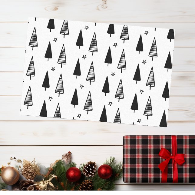 Papel De Seda Árbol de Navidad Elegante Negro Blanco (Subido por el creador)