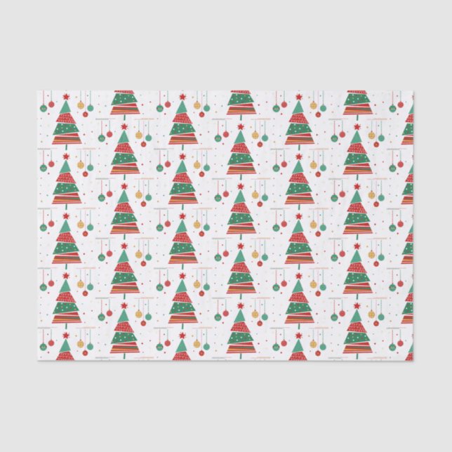 Papel De Seda Árbol de Navidad estilo retro (Anverso)
