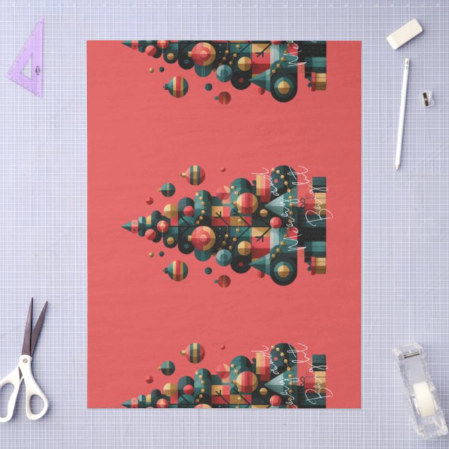 Papel De Seda Árbol de Navidad Geométrico (Artesanía)