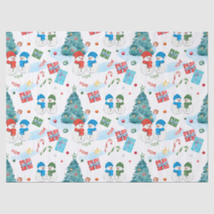 Papel De Seda Árbol de Navidad, hombre de nieve, regalos, patrón