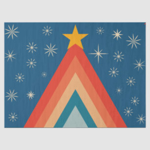 Papel De Seda Árbol de Navidad minimalista rojo y azul retro gro