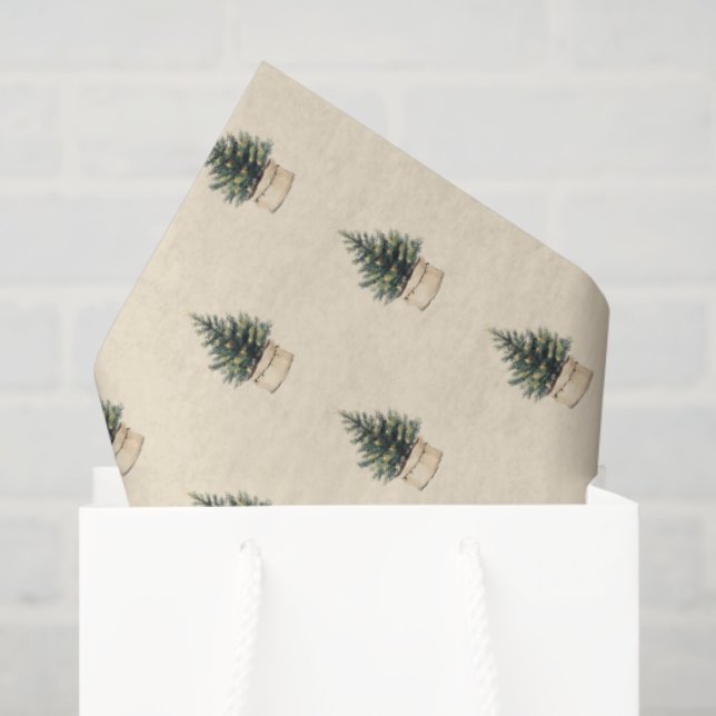 Papel De Seda Árbol de Navidad mínimo rústico (Bolsa de regalo)