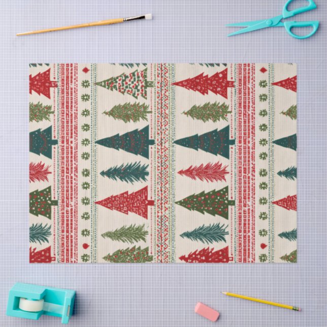 Papel De Seda Árbol de Navidad Patterado (Artesanía)