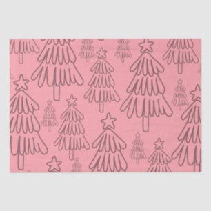 Papel De Seda Árbol de Navidad perenne rosa Cottagecore moderno
