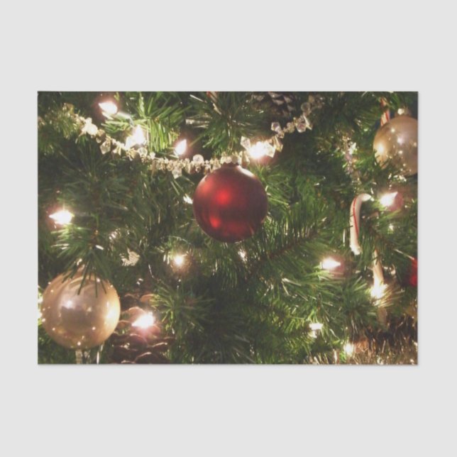 Papel De Seda Árbol de Navidad que ferio Bonito Verde y Rojo (Anverso)