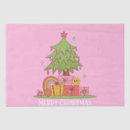 Papel De Seda Árbol de Navidad retro rosa