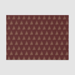Papel De Seda Árbol de Navidad rojo metálico dorado tradicional