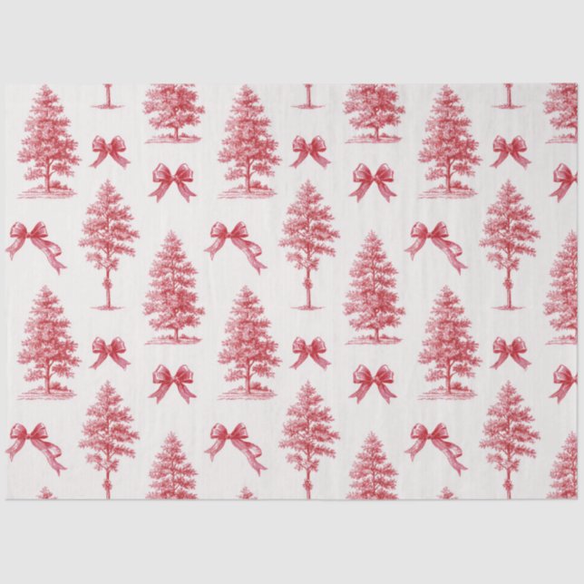 Papel De Seda Árbol de Navidad Rojo Vintage (Anverso)