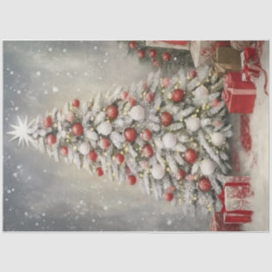 Papel De Seda Árbol de Navidad rojo y blanco