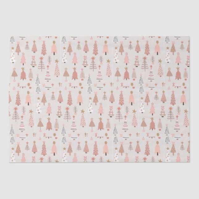 Papel De Seda Árbol de Navidad rosa (Anverso)