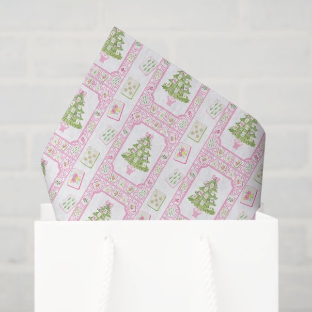 Papel De Seda Árbol de Navidad Rosa Mahjong (Bolsa de regalo)