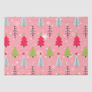 Papel De Seda Árbol de Navidad Rosa Patrón Navideño Caprichoso