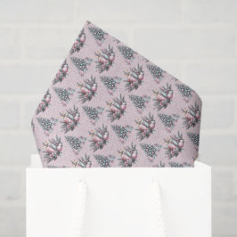 Papel De Seda Árbol de Navidad rosa y vela