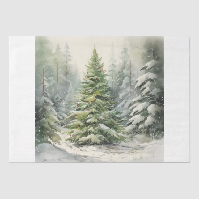 Papel De Seda Árbol de Navidad Rústico (Anverso)