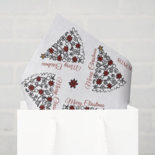 Papel De Seda Árbol de Navidad simple con poinsettia personaliza
