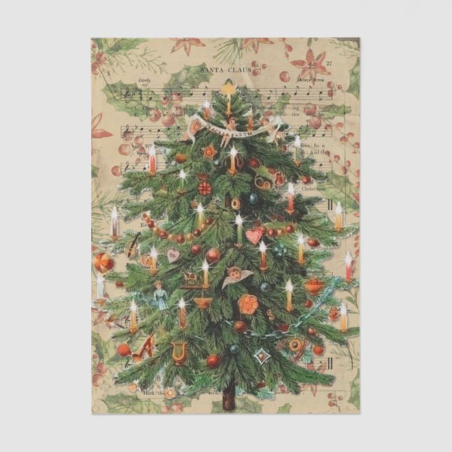 Papel De Seda Árbol de Navidad victoriano bellamente decorado (Anverso)