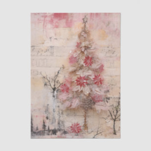 Papel De Seda Árbol de Navidad Vintage Envuelto en Rosas y Rojos