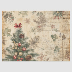 Papel De Seda Árbol de Navidad y adorno vintage (3)