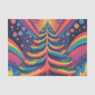 Papel De Seda Árbol de Navidad y adornos de arcoíris de fantasía