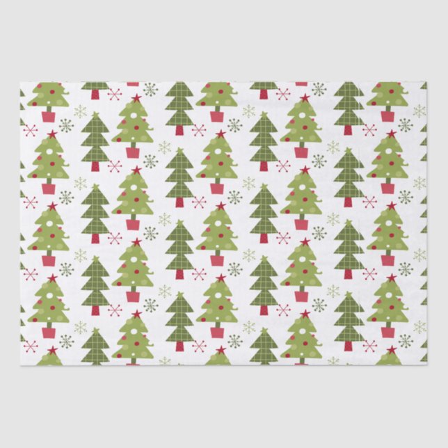 Papel De Seda Árbol de Navidad y copos de nieve (Anverso)