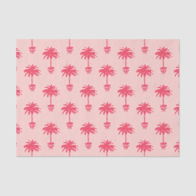 Papel De Seda Árbol de palmeras en tonos rosados de coral (Anverso)