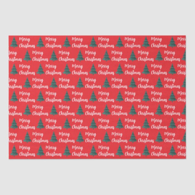 Papel De Seda Árbol de pino personalizado y navidad de cereza (Anverso)