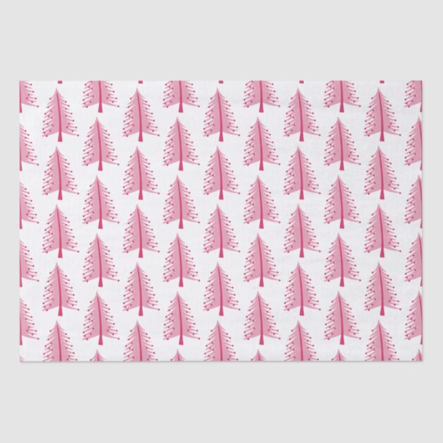 Papel De Seda Árbol de vacaciones de Navidades rosados (Anverso)