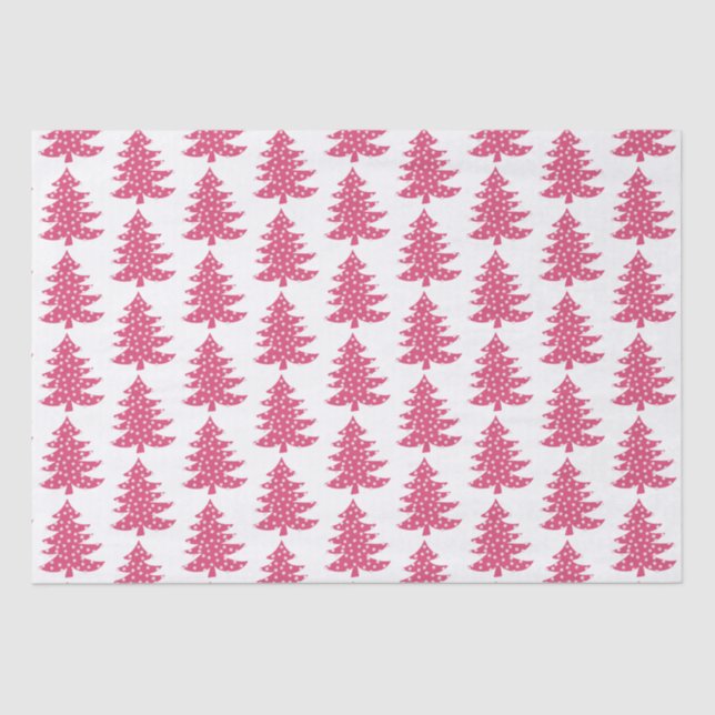 Papel De Seda Árbol de vacaciones de Navidades rosados (Anverso)