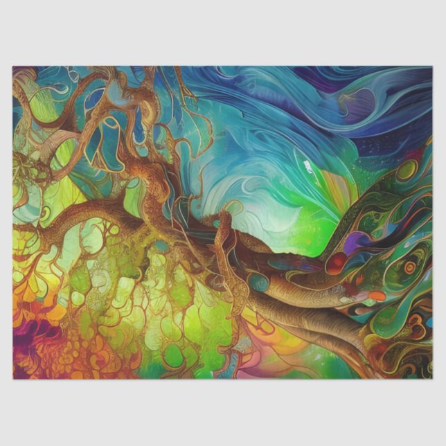 Papel De Seda Árbol de vida con guijarros (Anverso)