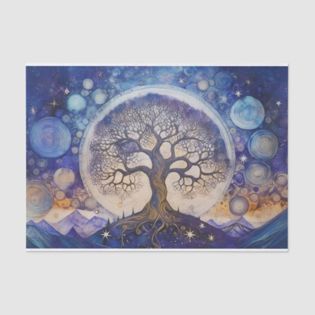 Papel De Seda Árbol de vida, Madre Naturaleza Tema Celestial (Anverso)