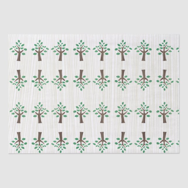 Papel De Seda Árbol de vida verde y marrón (Anverso)