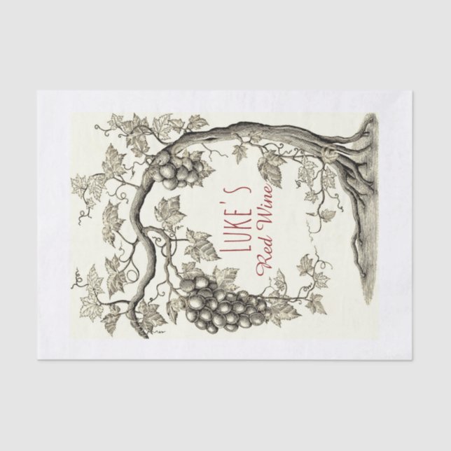 Papel De Seda Árbol de vino rojo grapevino personalizado (Anverso)