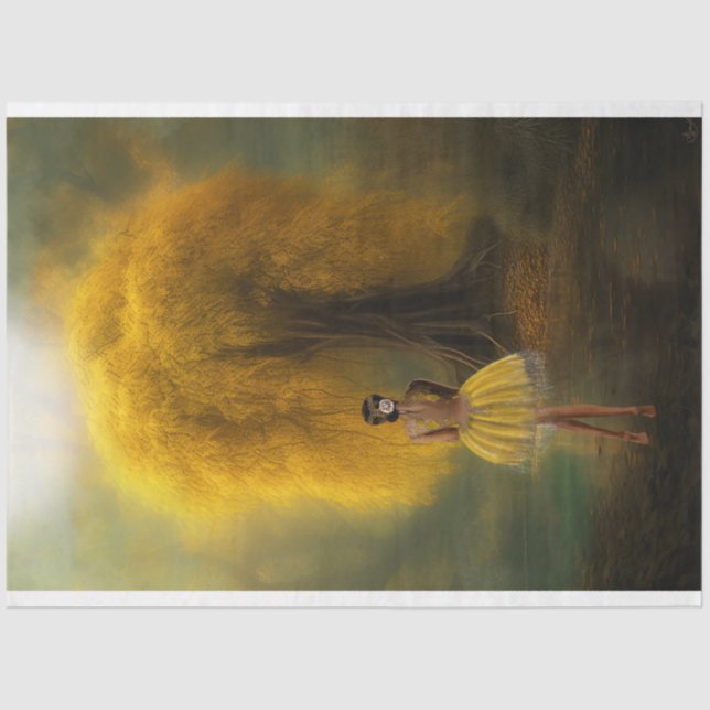 Papel De Seda Árbol etéreo, Ballerina de pie, amarillo vibrante (Anverso)