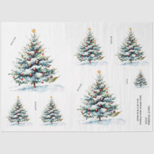 Papel De Seda Árbol navideño acuarela con estrella brillante