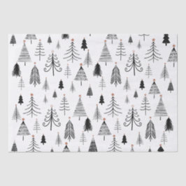 Papel De Seda Árbol negro y blanco de Navidad