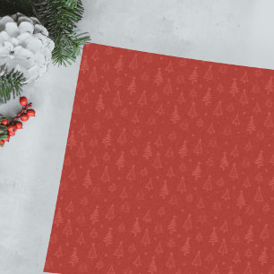 Papel De Seda Árbol tradicional de navidad roja con estrellas