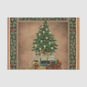 Papel De Seda Árbol y juguetes navideños victorianos