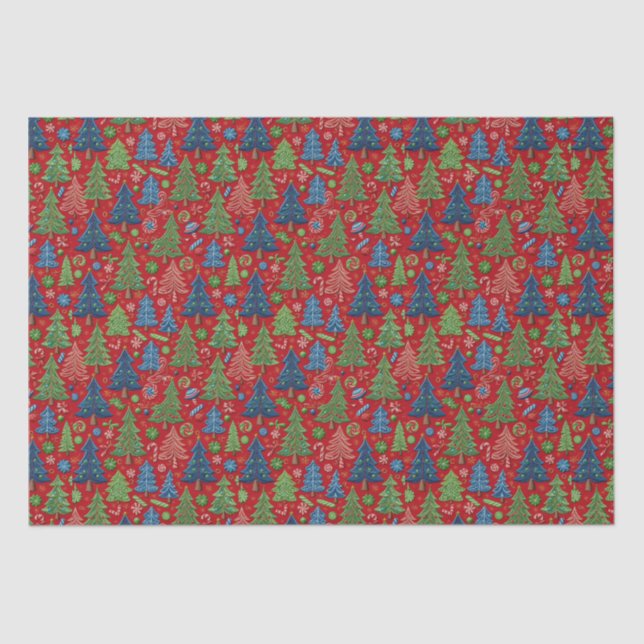 Papel De Seda Árboles de Navidad (Anverso)