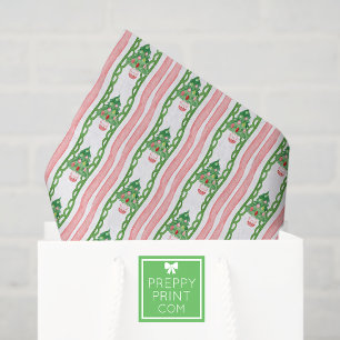 Papel De Seda Árboles de Navidad a rayas caprichosos con acuarel