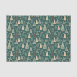 Papel De Seda Árboles de Navidad Boho Beige Verde Fiesta
