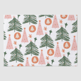 Papel De Seda Árboles de Navidad Boho Verde Rosa Naranja