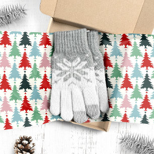 Papel De Seda Árboles de Navidad Coloridos sobre Blanco