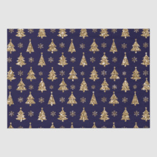 Papel De Seda Árboles de Navidad con brillo azul y dorado