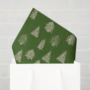 Papel De Seda Árboles de Navidad con Brillo Verde Oliva
