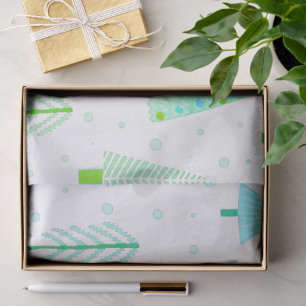 Papel De Seda Árboles de Navidad costeros Patrón azul turquesa