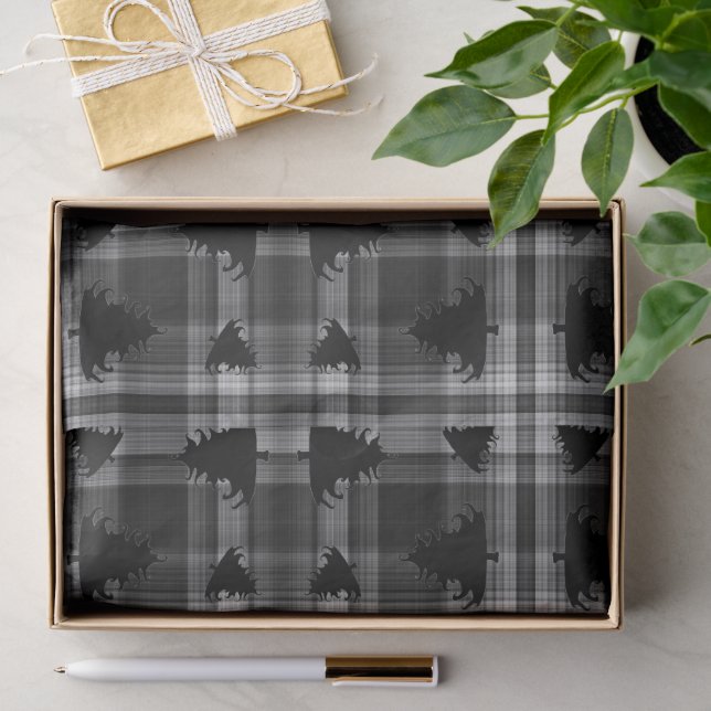 Papel De Seda Árboles de Navidad Cuadros Negros (Regalo )