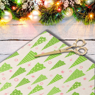 Papel De Seda Árboles de Navidad de color verde lima moderno ros