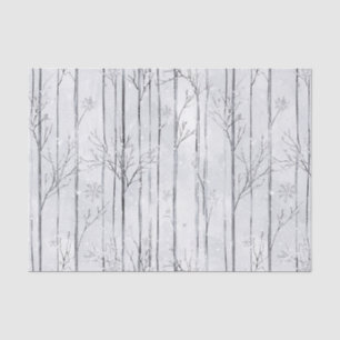Papel De Seda Árboles de Navidad de copos de nieve grises platea