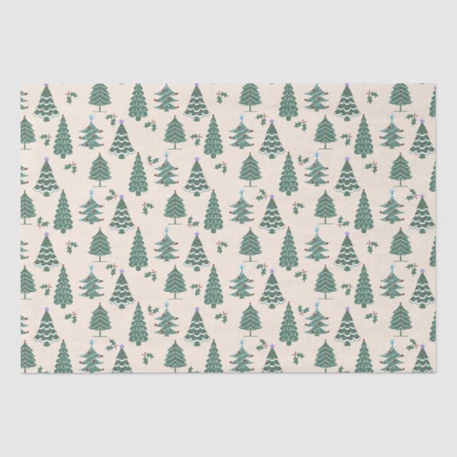 Papel De Seda Árboles de Navidad de época (Anverso)