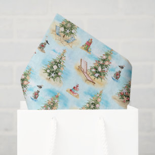 Papel De Seda Árboles de Navidad de Playa Costera
